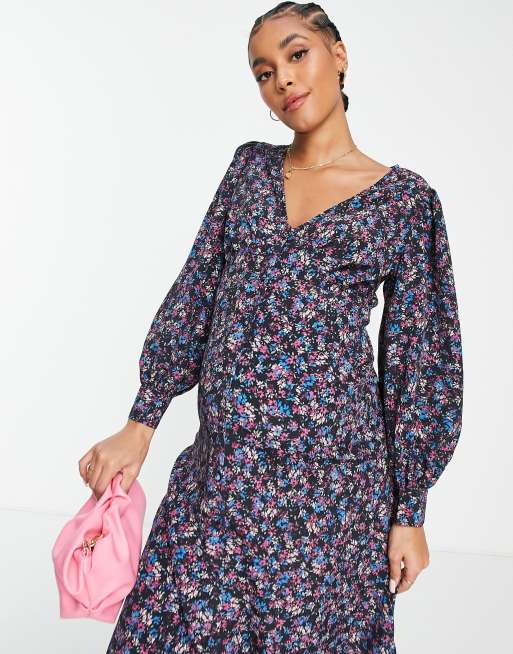 Printed button clearance midi dress topshop