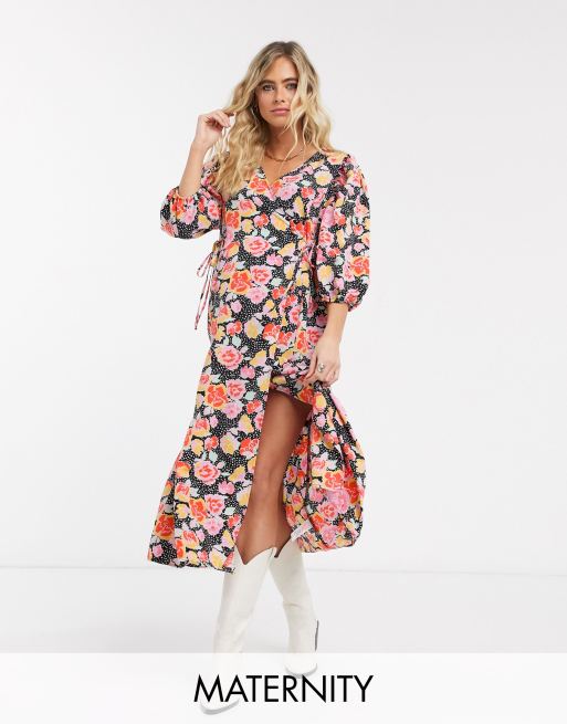 Off the shoulder hot sale wrap midi dress topshop