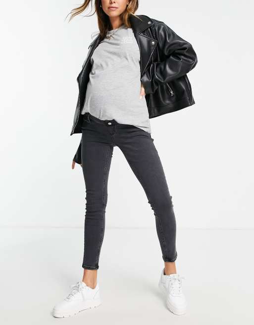 Topshop Maternity – Jamie – Bleksvarta jeans med band över magen , 4 av 4