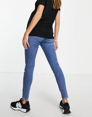 Jeans skinny Topshop Maternity - Jamie - Jean avec bande sous le ventre en coton biologique - Bleu moyen