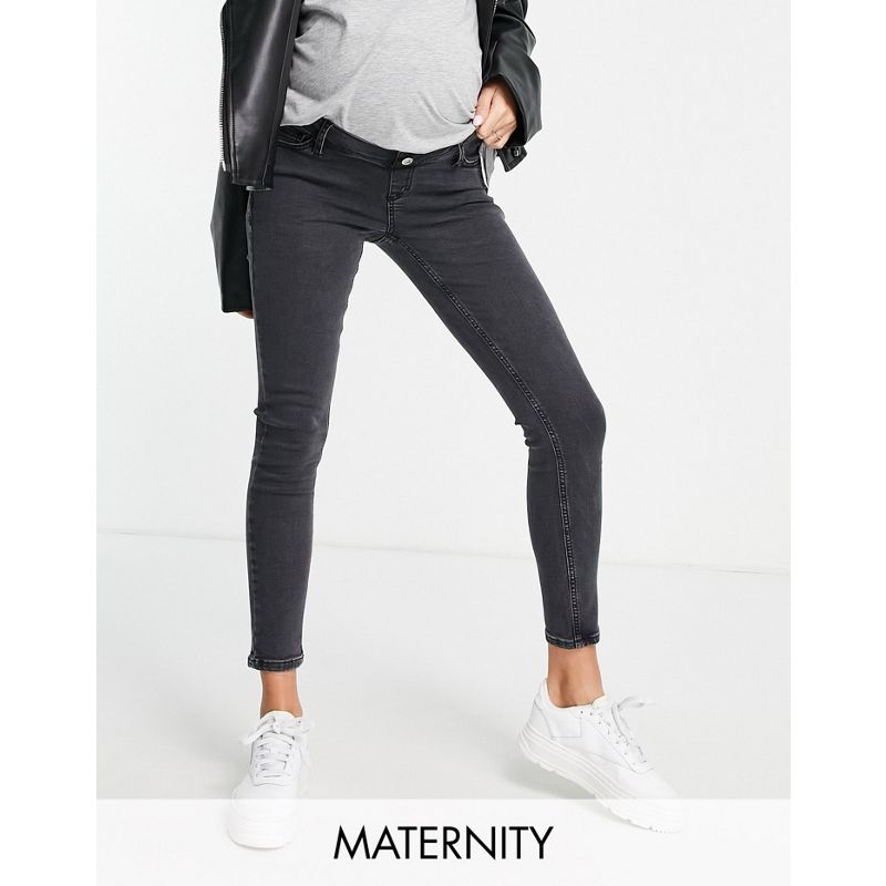 Jeans neri Jeans Topshop Maternity - Jamie - Jeans con fascia sul pancione in cotone riciclato nero slavato