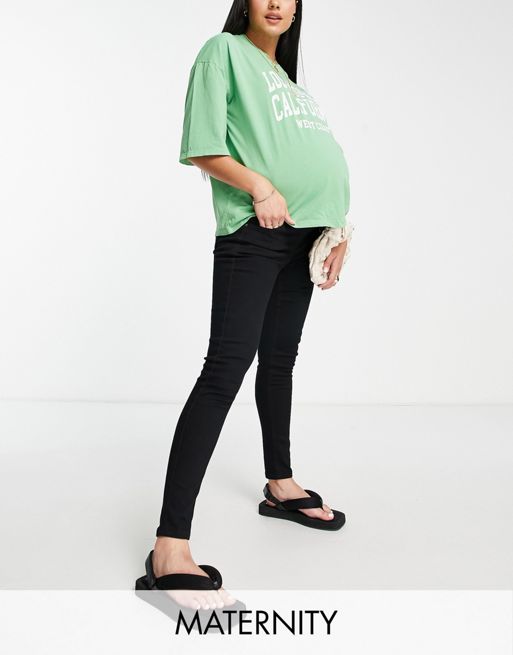 Topshop Maternity - Jamie - Jeans neri con fascia per il pancione 