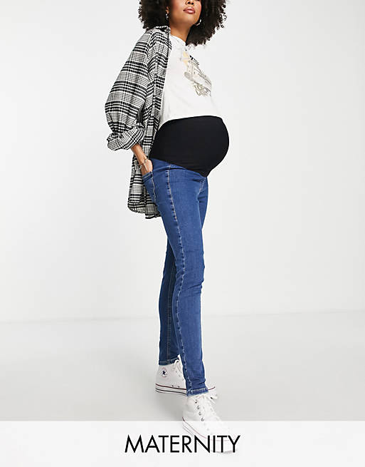 Topshop Maternity Joni over bump jeans in mid blue