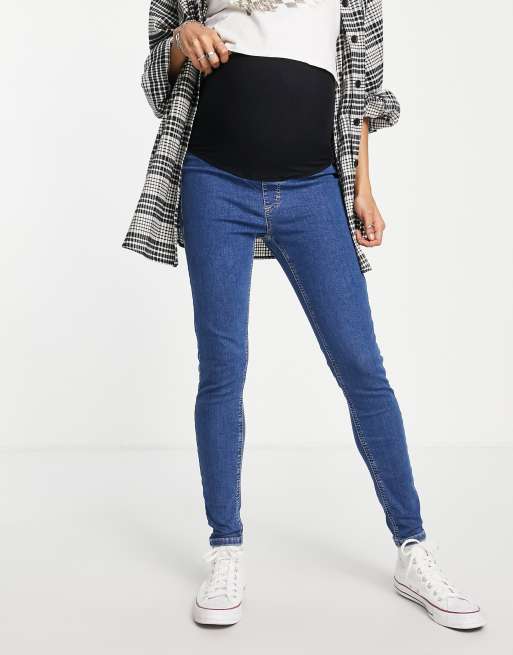 Topshop Maternity Joni Over Bump Jeans In Mid Blue for Women