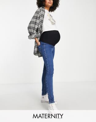 Topshop Maternity - Joni - Umstandsjeans in Mittelblau mit Überbauchbund