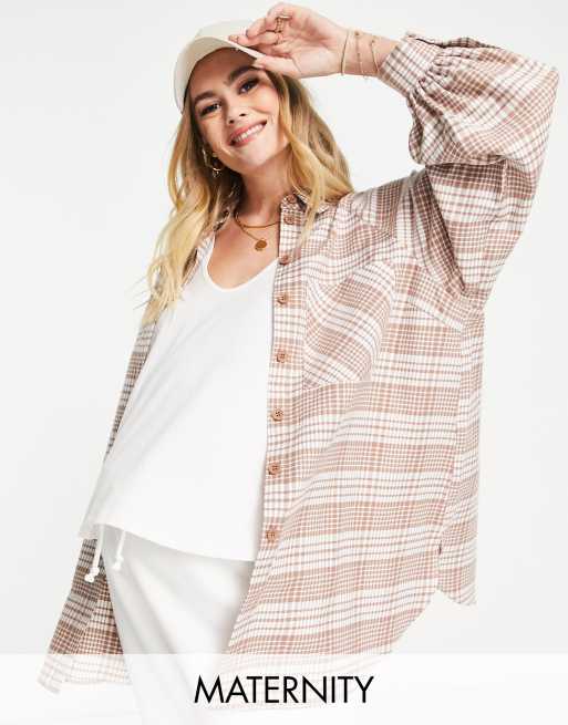 Topshop Maternity – Kolorowa koszula z raglanowymi rękawami i wzorem w kratę