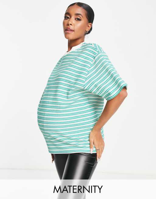 Topshop Maternity – Kolorowa koszulka typu boyfriend w teksturowany wzór w paski