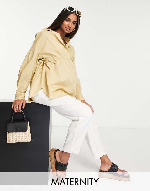 Topshop Maternity – Koszula z wiązaniem w talii w neutralnym kolorze