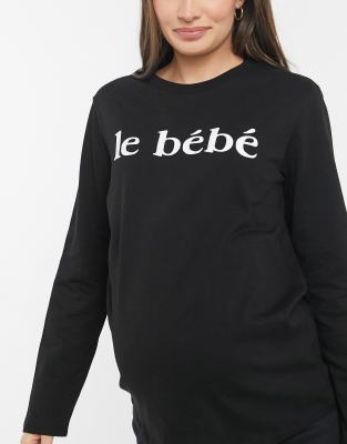 Topshop Maternity Le Bebe Long Sleeve T Shirt In Black Asos