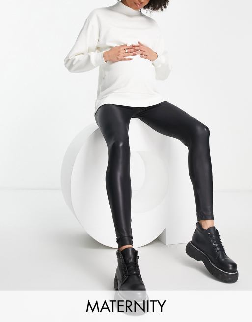 Leggings negros efecto cuero de Topshop Maternity