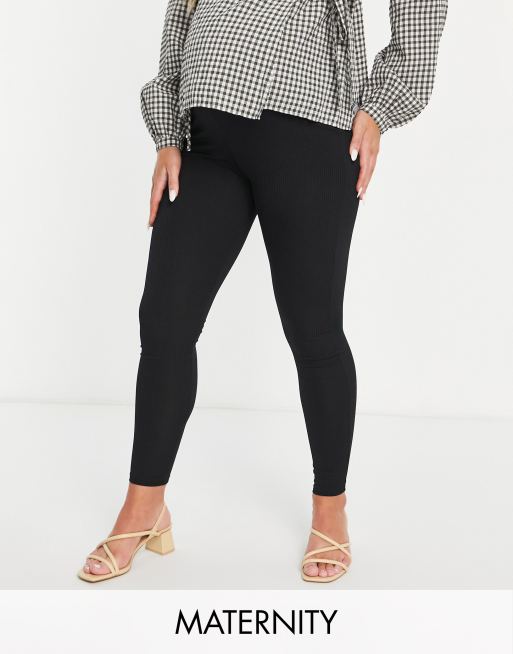 Topshop Maternity - Leggings neri con etichetta sul davanti