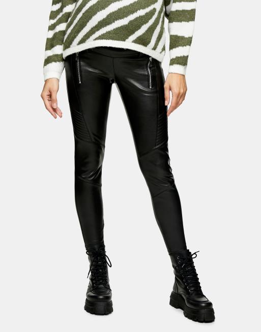 Topshop Maternity - Leggings stile motociclista in pelle sintetica