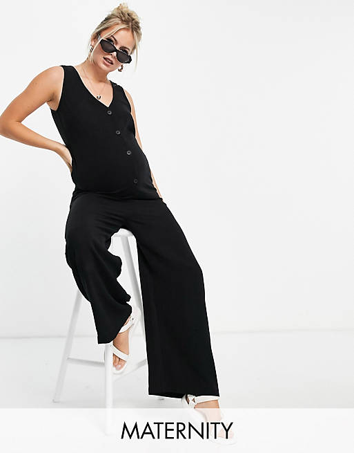  Topshop Maternity linen jumpsuit in black 