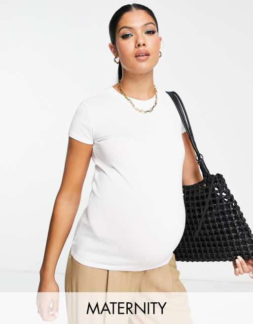 Topshop Maternity – Longline-T-Shirt in Weiß für den Alltag