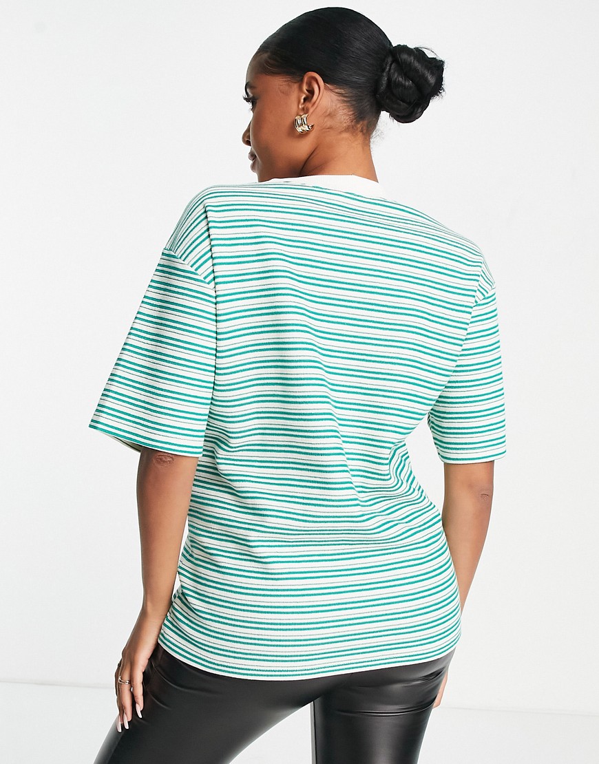 Maglietta stile boyfriend in tessuto testurizzato a righe multicolore - Topshop Maternity T-shirt donna  - immagine1