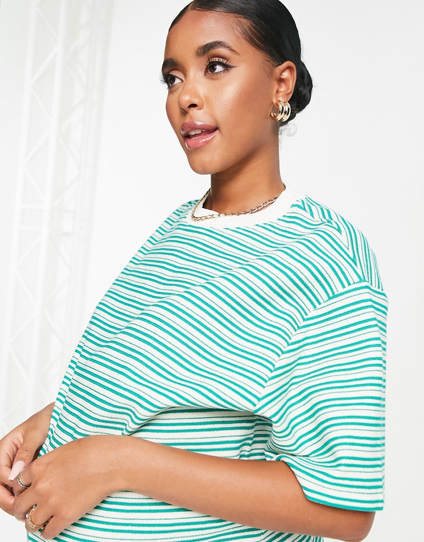 Maglietta stile boyfriend in tessuto testurizzato a righe multicolore - Topshop Maternity T-shirt donna  - immagine3