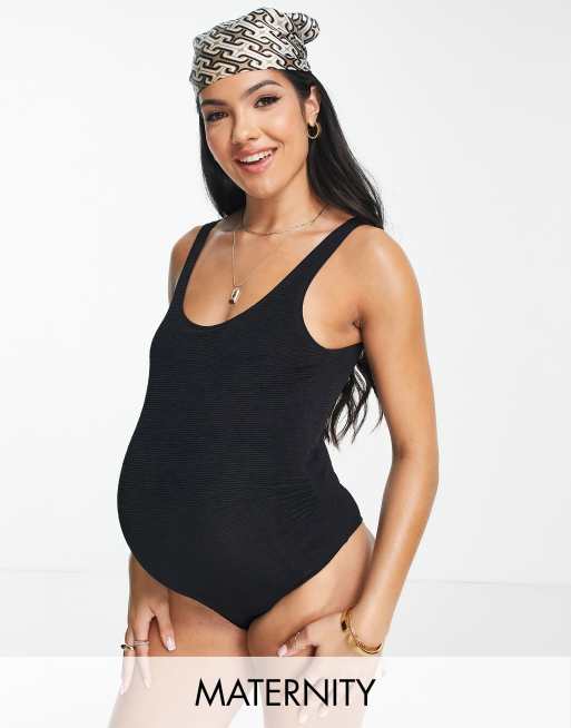 Topshop Maternity - Maillot 1 pièce effet froissé - Noir