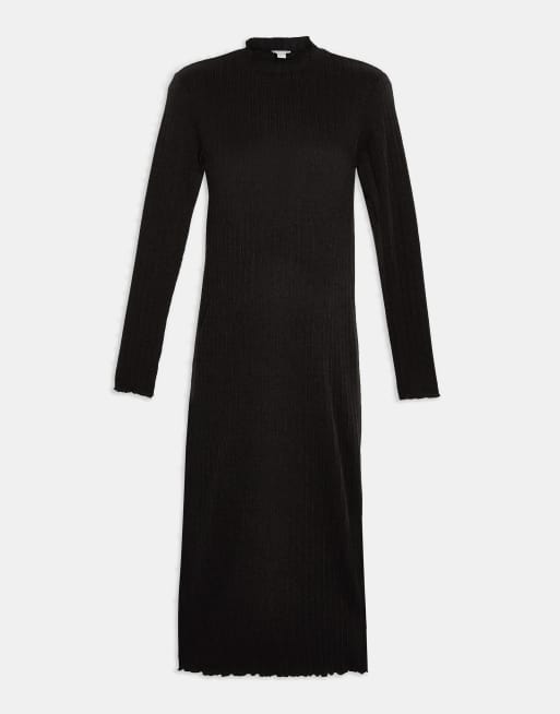 Topshop Maternity - Midi jurk met golvende zoom in zwart