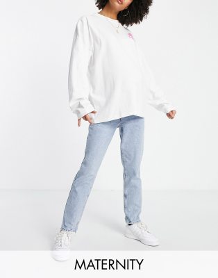 Topshop Maternity Mom over bump jean in bleach  - ASOS Price Checker