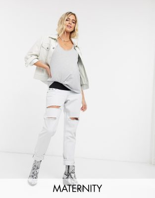 Topshop Maternity Mom underbump jean in super bleach - ASOS Price Checker