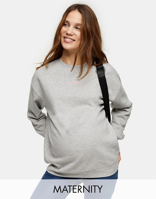 Topshop Maternity 'motherhood' sweatshirt in grey