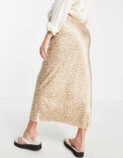Topshop Maternity – Naturfärgad leopardmönstrad midi-kjol i satin, 2 av 4