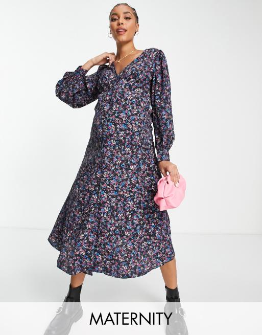 Topshop Maternity - Nette midi-jurk met knopen en bloemenprint in multi