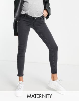 Topshop Maternity over bump Jamie jeans in washed black  - ASOS Price Checker