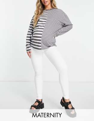 Topshop Maternity over bump Joni jeans in white - ASOS Price Checker