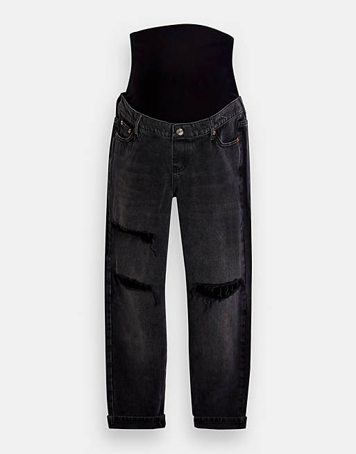 Jeans Topshop Maternity over bump Mom jean in washed black 