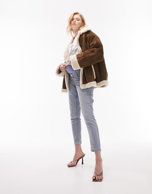 Topshop Maternity over the bump comfort stretch Mom jeans in bleach