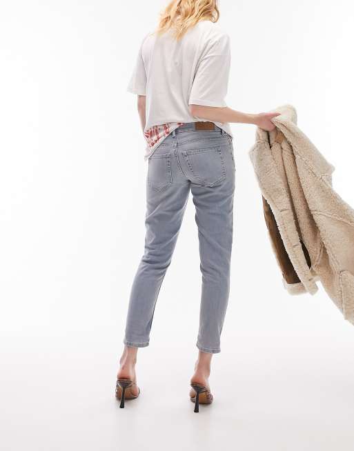 Topshop Maternity over the bump comfort stretch mom jeans in bleach, 2 of 4
