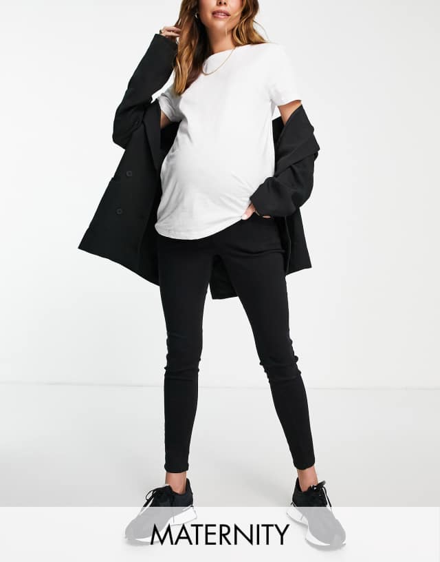 Topshop Maternity overbump Jamie jeans in black