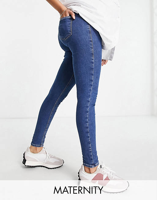  Topshop Maternity overbump Joni skinny jeans in mid blue 