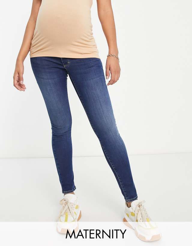 Topshop Maternity overbump Leigh jeans in indigo