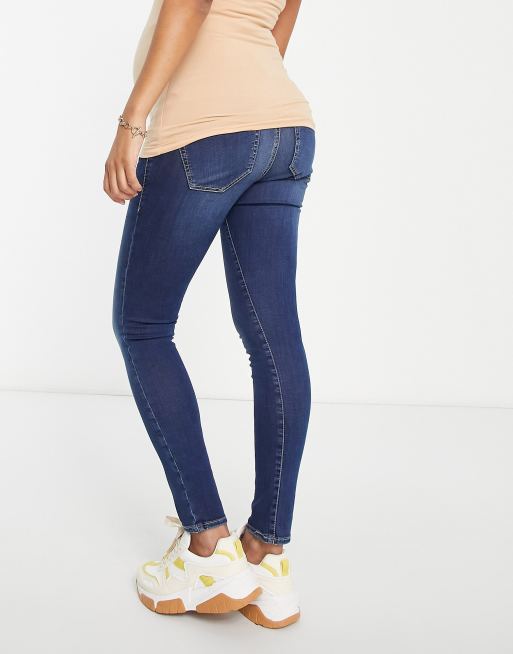 Topshop Maternity overbump Leigh jeans in indigo