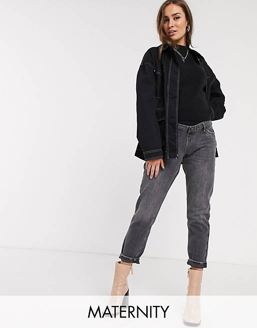  Topshop Maternity overbump mom jeans in washed black 