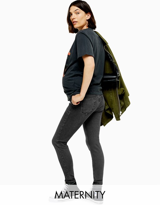 Topshop Maternity overjump Jamie jeans in washed black