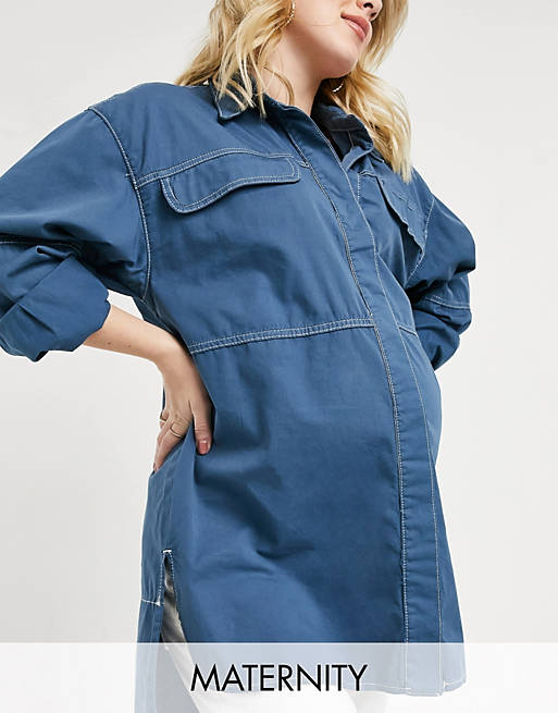  Shirts & Blouses/Topshop Maternity oversized denim shirt in blue 