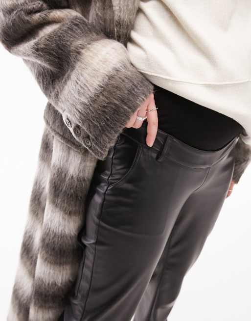 Topshop Maternity - Pantaloni dritti in pelle sintetica neri, 2 di 4