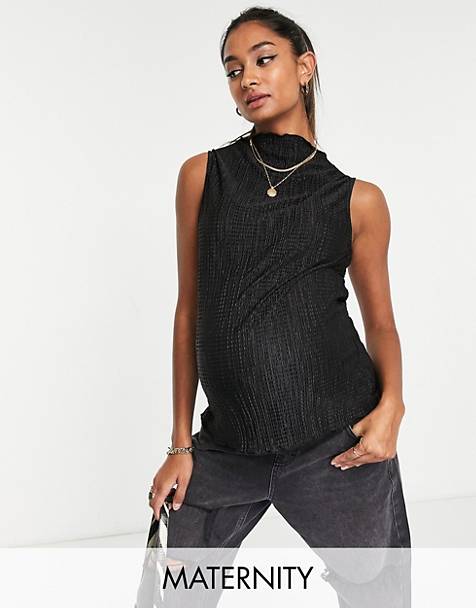 Sleeveless Blouse,Women Maternity T-Shirts Solid Tops Lace Patchwork Shirt Soft Pregnancy Vest 