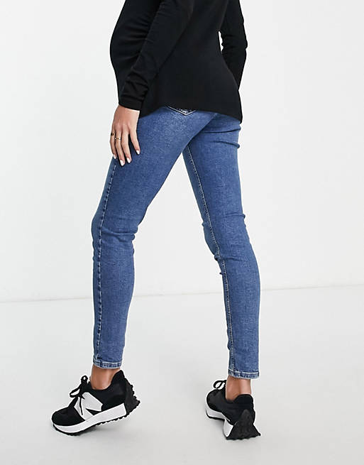 Jeans Topshop Maternity recycled cotton over bump mid blue Jamie jeans 