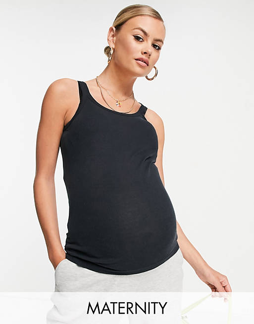 Topshop Maternity ribbed vest in black