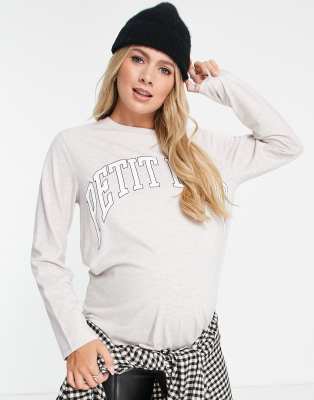 Topshop Maternity Skater T Shirt Med Langa Armar Och Petite Bebe Text Asos