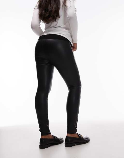 Topshop Maternity skinny faux leather trouser in black ASOS