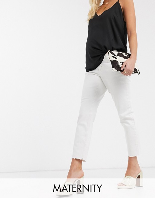 Topshop Maternity straight overbump jeans in white