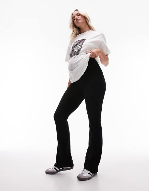 South Beach Maternity over lock stitch leggings in black