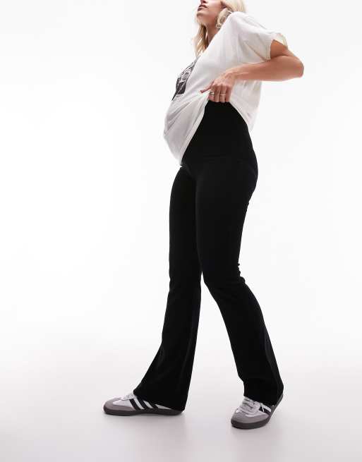 Topshop Maternity stretchy velvet cord flare pants in black, 5 of 5