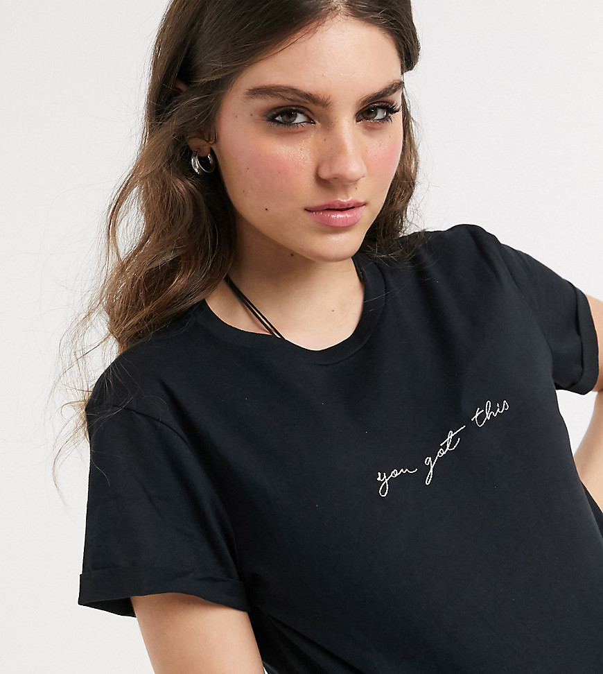 Topshop Maternity – Svart t-shirt med text