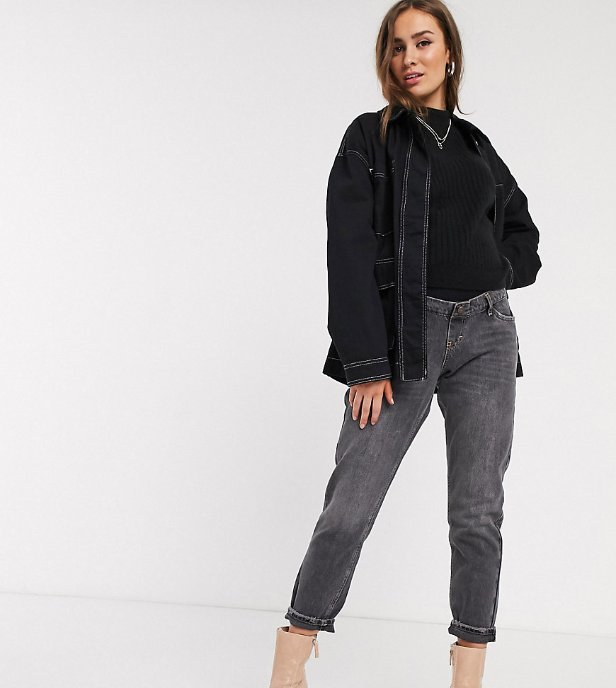 Topshop Maternity – Svarta mom jeans med band över magen